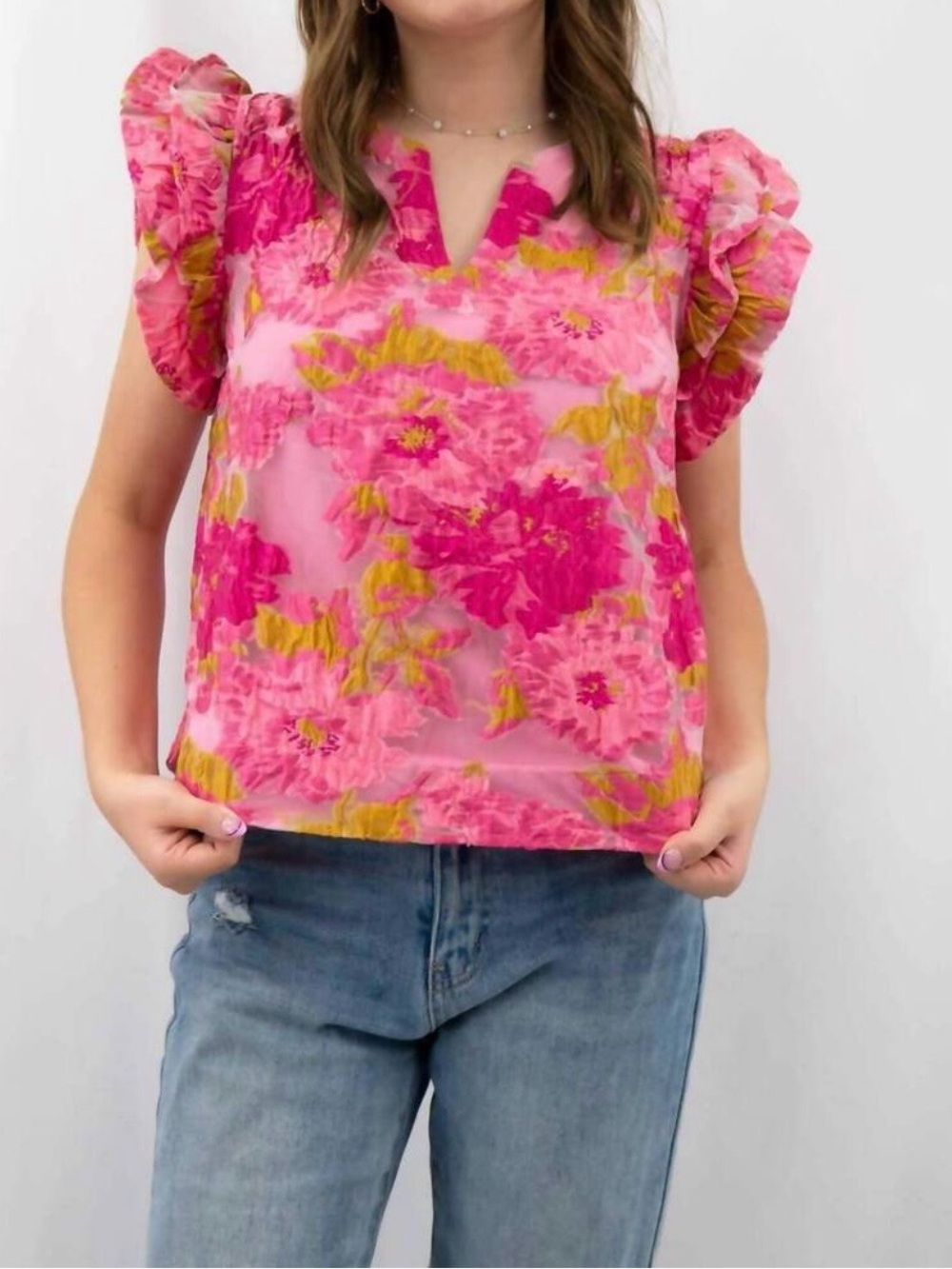 JODIFL organza floral blouse in pink * read